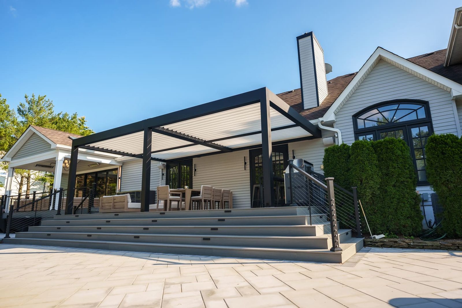 Cabbana motorized louvered roof pergola, view 1