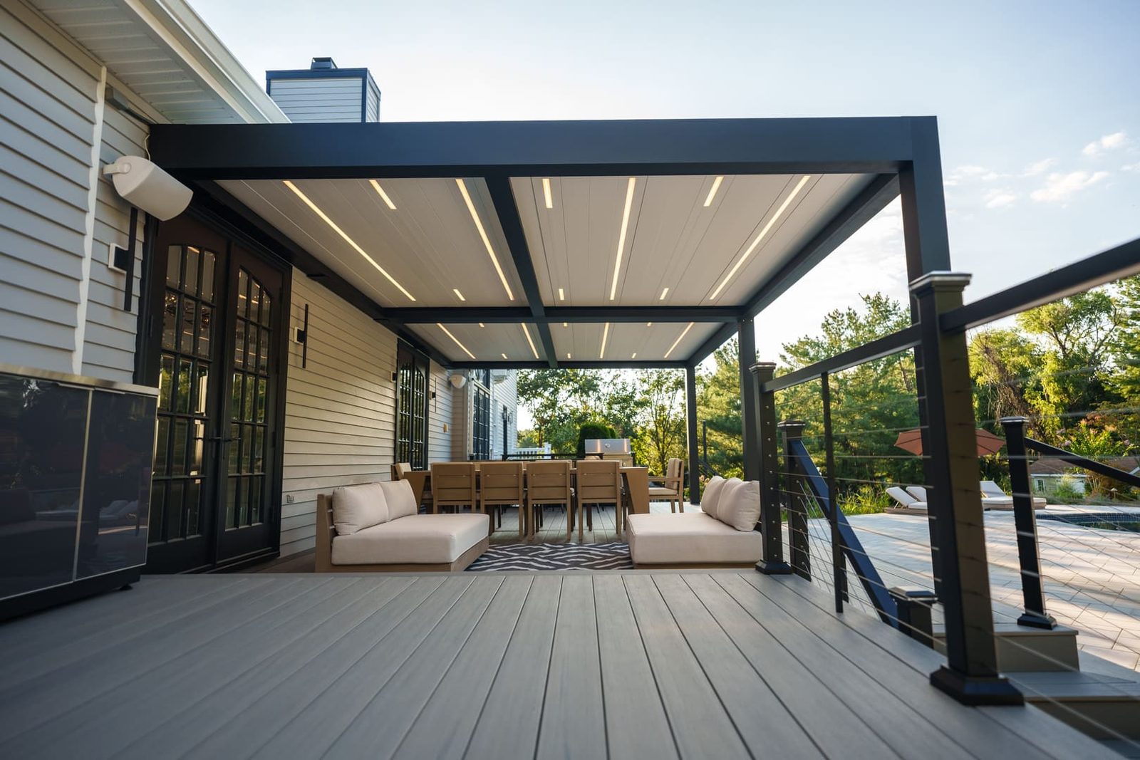 Cabbana motorized louvered roof pergola, view 3
