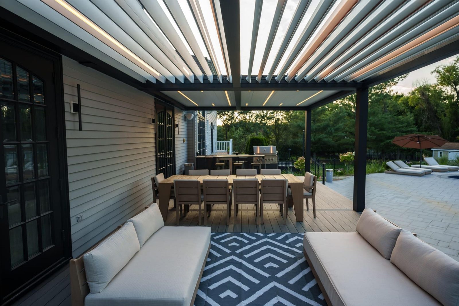 Cabbana motorized louvered roof pergola, view 6