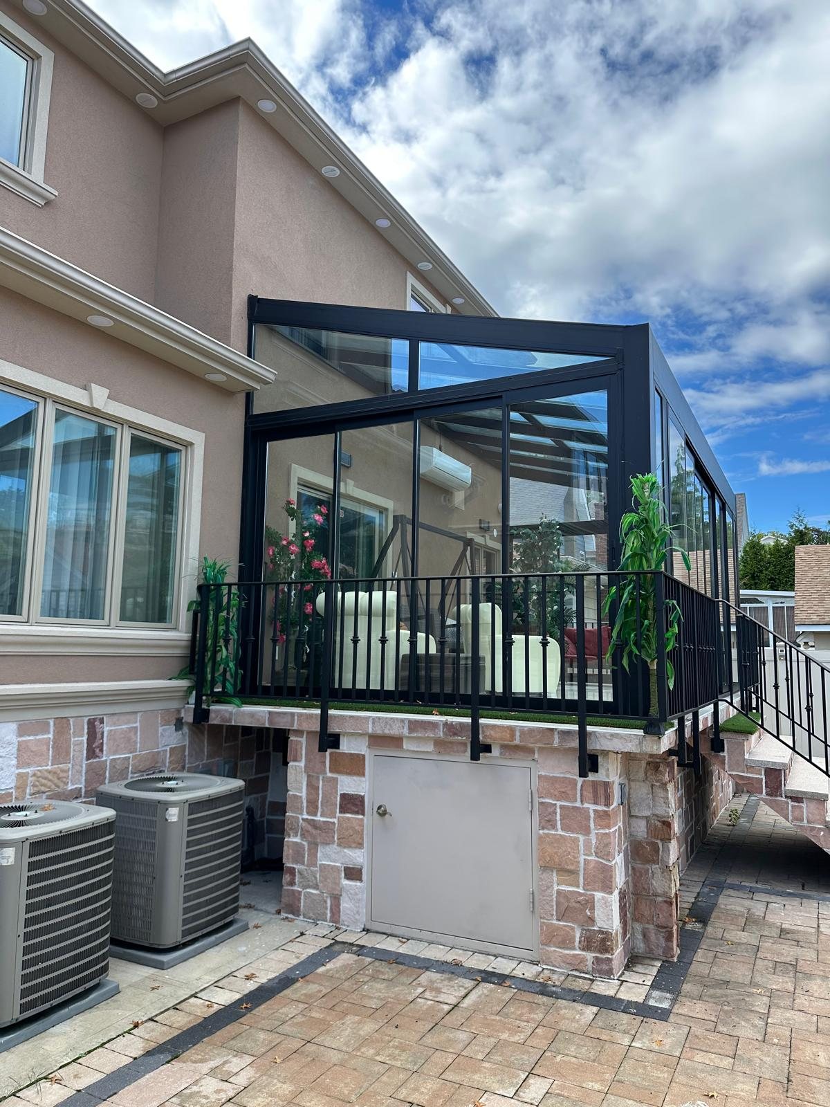 Grande all-season glass sunroom exterior corner view