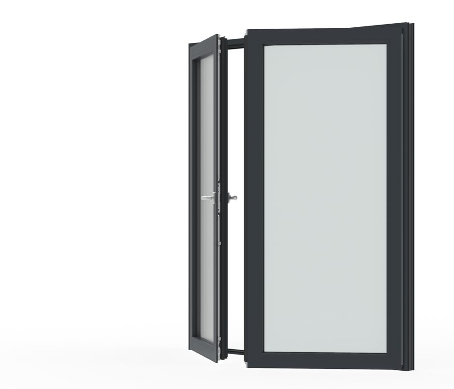 W72 door leaf, open position, black frame